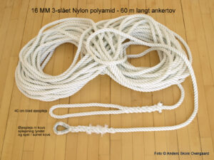 Ankertov - elastisk 3-slået nylontov 12 MM - 60 m længde