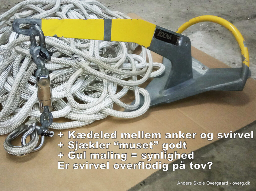 Flere kædeled mellem anker og svirvel