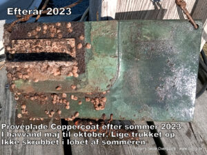 Prøvepladen efter sæson 2023. Nogen rur på selve Coppercoaten.