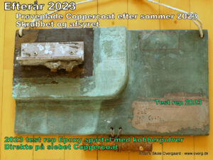 Prøvepladen efter sæson 2023. Hent ren og afsyret. Test af kobber rep.