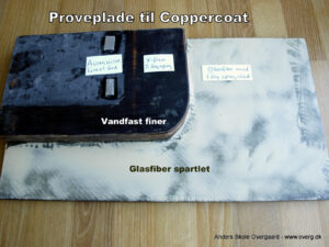 Coppercoat prøveplade gøres klar