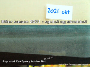 Bund efter 2021 skrubbet og ren Gammel reparation ser meget fin ud