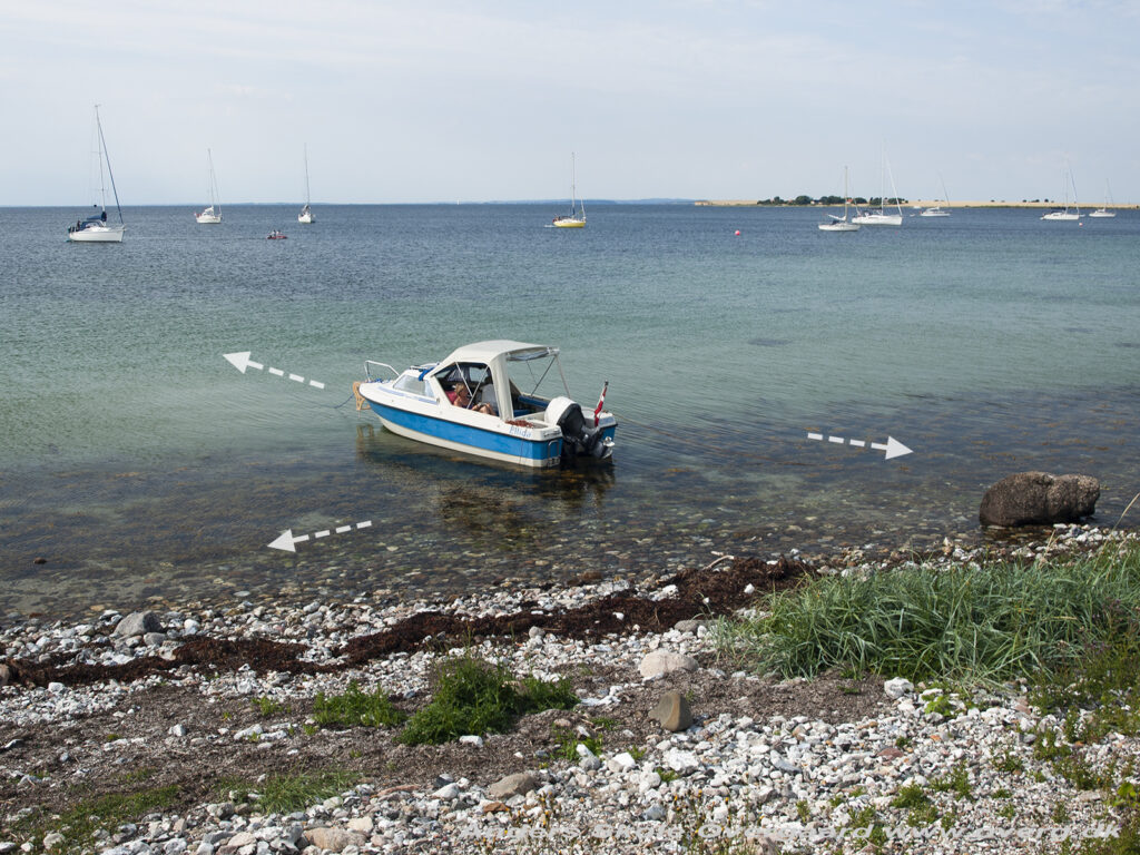 
Smuk ankerplads ved Ærøskøbing - stævnen udefter