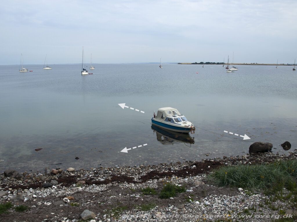 Smuk ankerplads ved Ærøskøbing - stævnen imod land