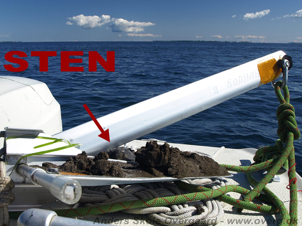 Vippepladeanker Bulldog 8 med sten i klemme