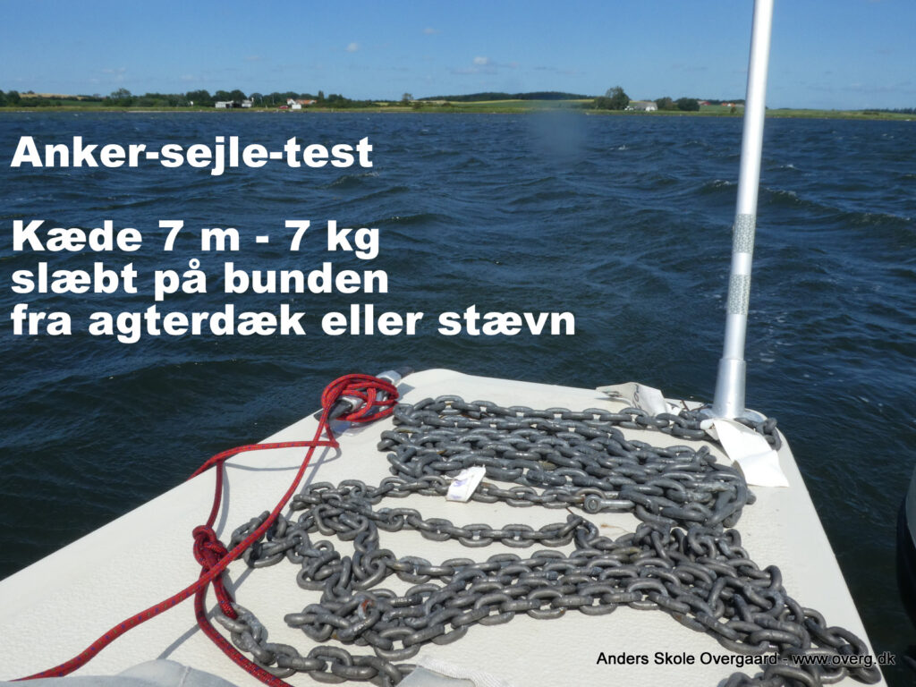 Ankersejletest #27 f - Forsøg med at slæbe kæde efter båden